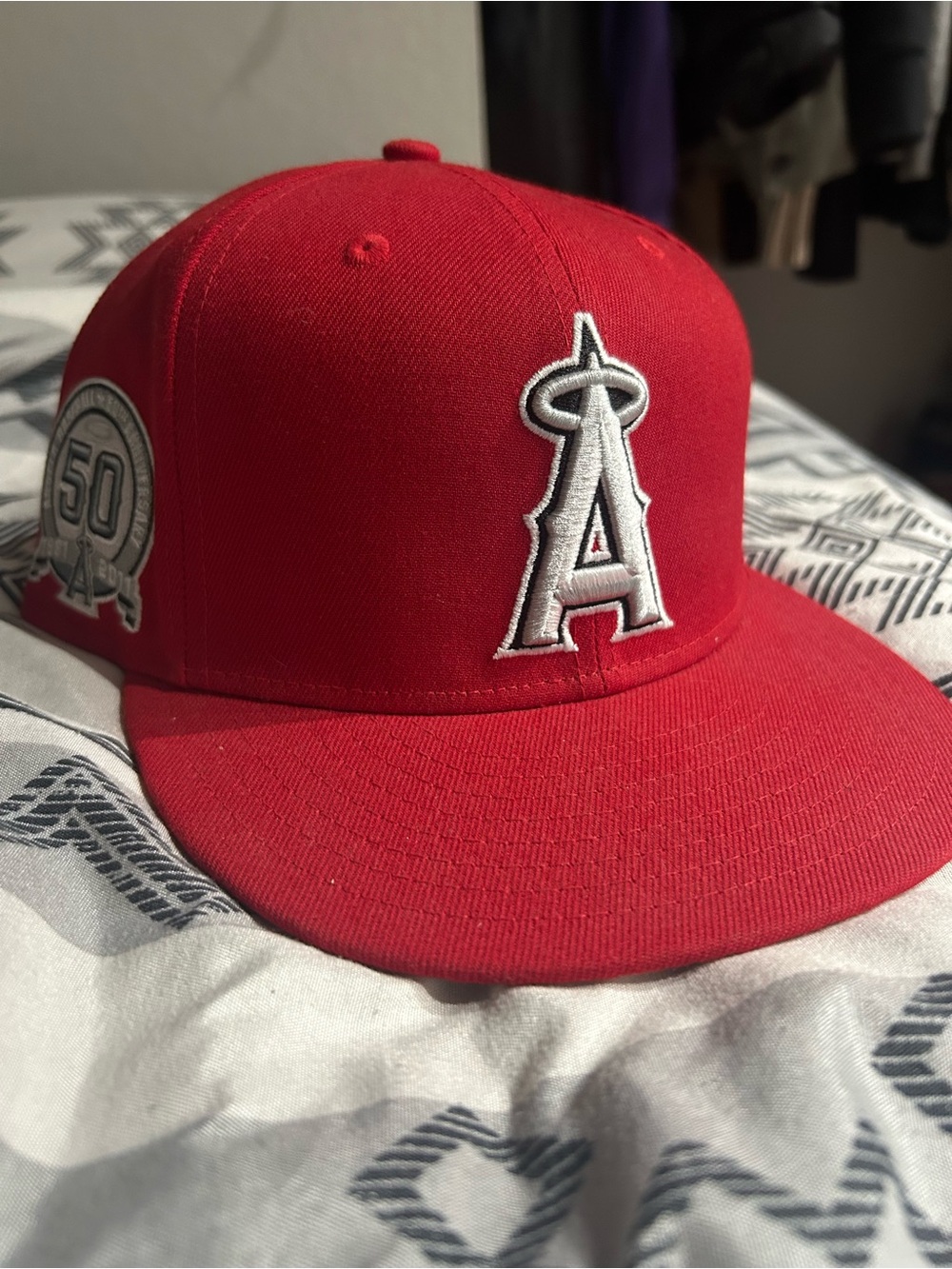 New Era Los Angeles Angels Red Fitted Hat with White Logo